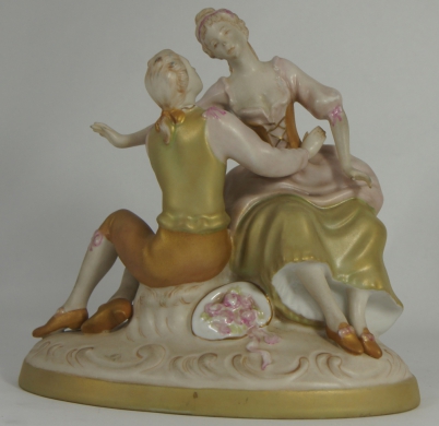 Appraisal: Late th Century Royal Dux Large Gilded Figure Group pink