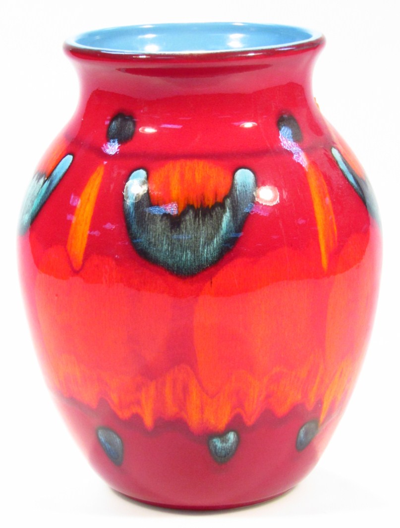 Appraisal: A modern Poole Delphis style vase the circular body decorated