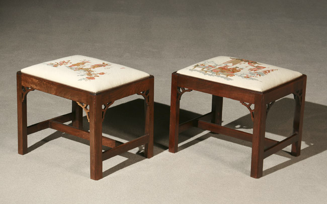 Appraisal: Pair of George III Style Mahogany Stools One Mid- th