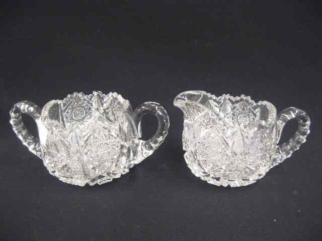 Appraisal: Cut Glass Creamer Sugar elaborate hobstars brilliant period ''