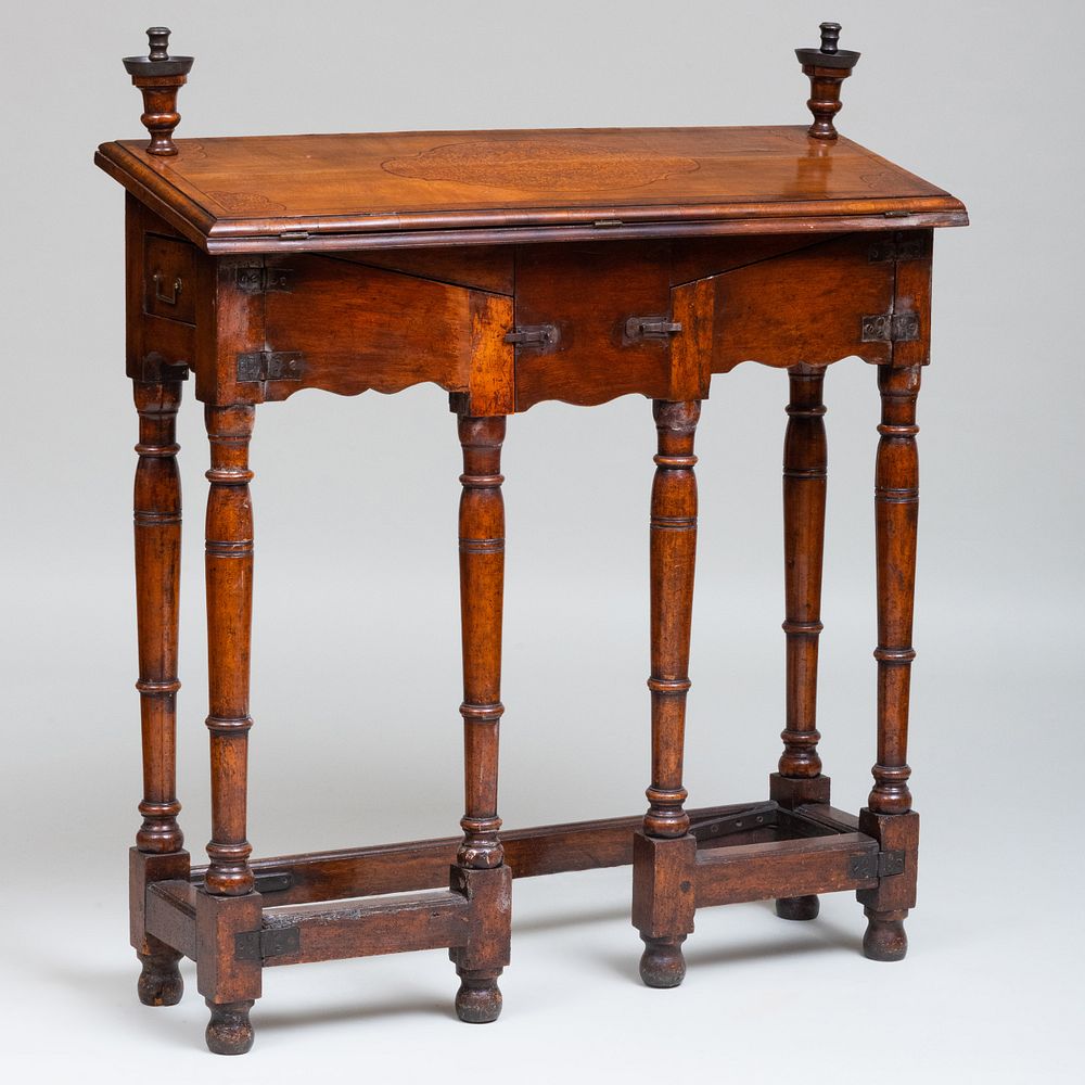 Appraisal: Unusual William and Mary Walnut and Seaweed Marquetry Writing Table