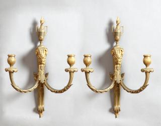 Appraisal: Pair of Louis XVI Style Gilt Bronze Sconces early th