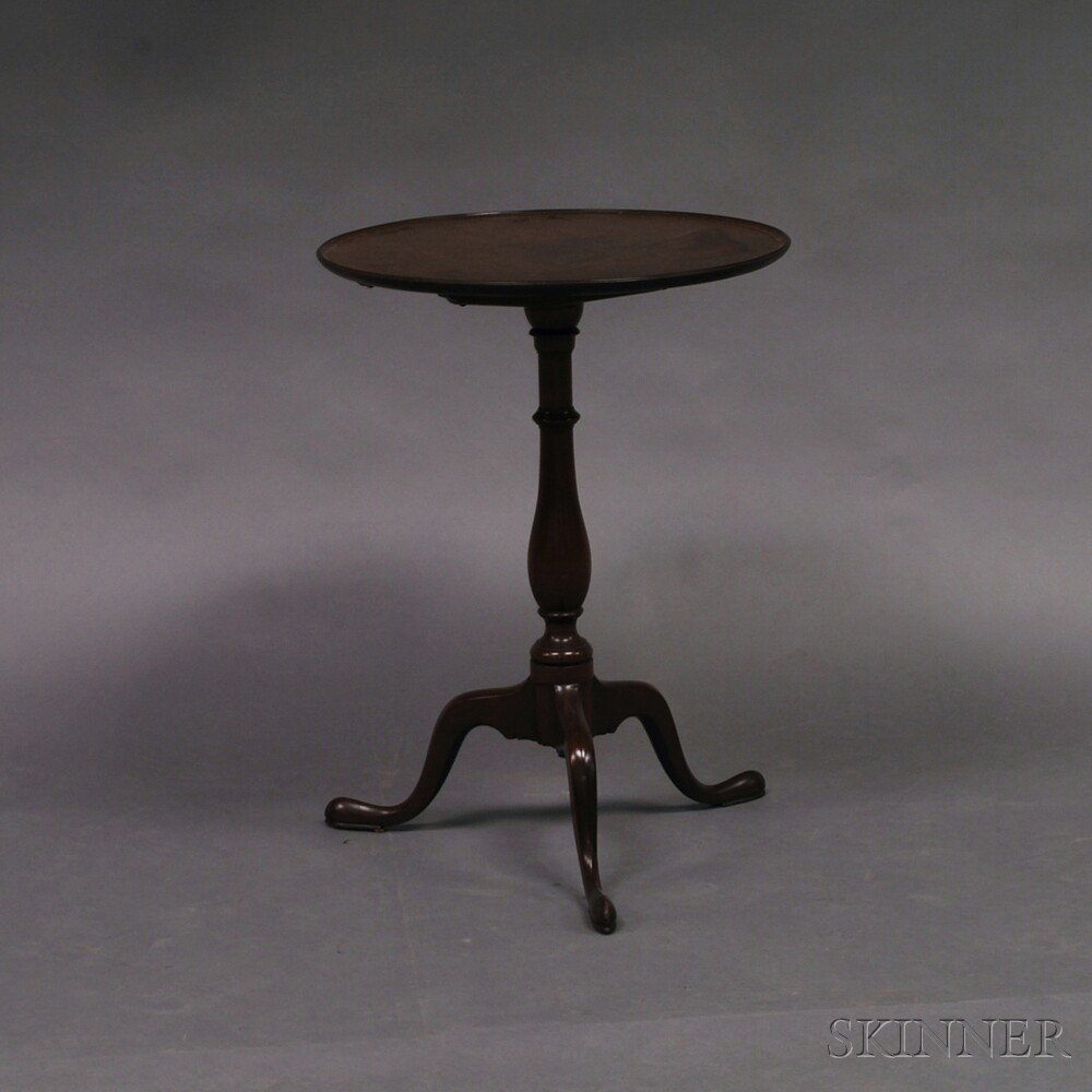 Appraisal: Queen Anne-style Mahogany Dish-top Candlestand on a vasiform shaft and