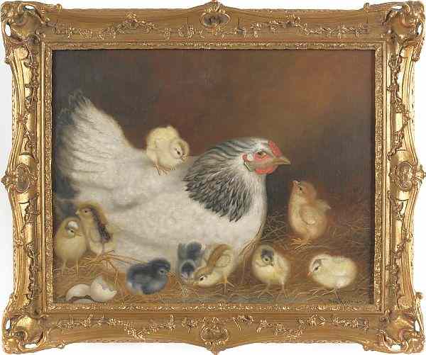 Appraisal: Ben Austrian American - oil on canvas of a hen