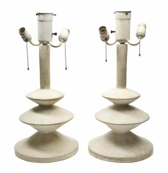 Appraisal: A Pair of Cast Plaster Table Lamps in the manner