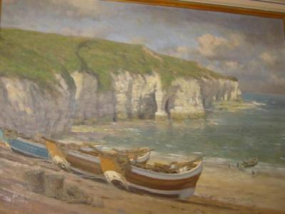 Appraisal: WALTER GOODIN Beach Scene at Flamborough signed on board x