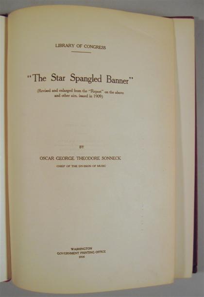 Appraisal: vol Sonneck Oscar George Theordore The Star Spangled Banner Washington