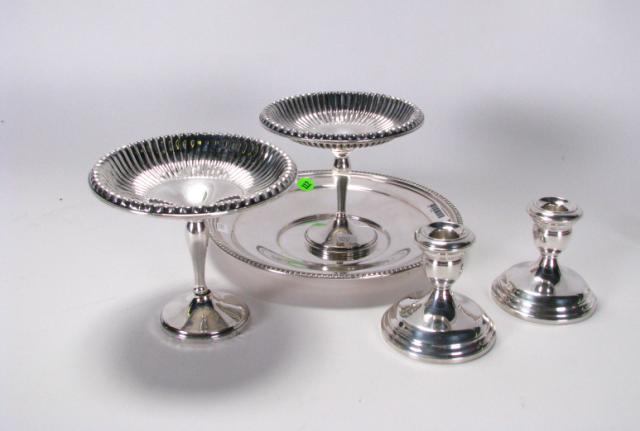 Appraisal: Group of sterling silver accessories including '' round platter pair