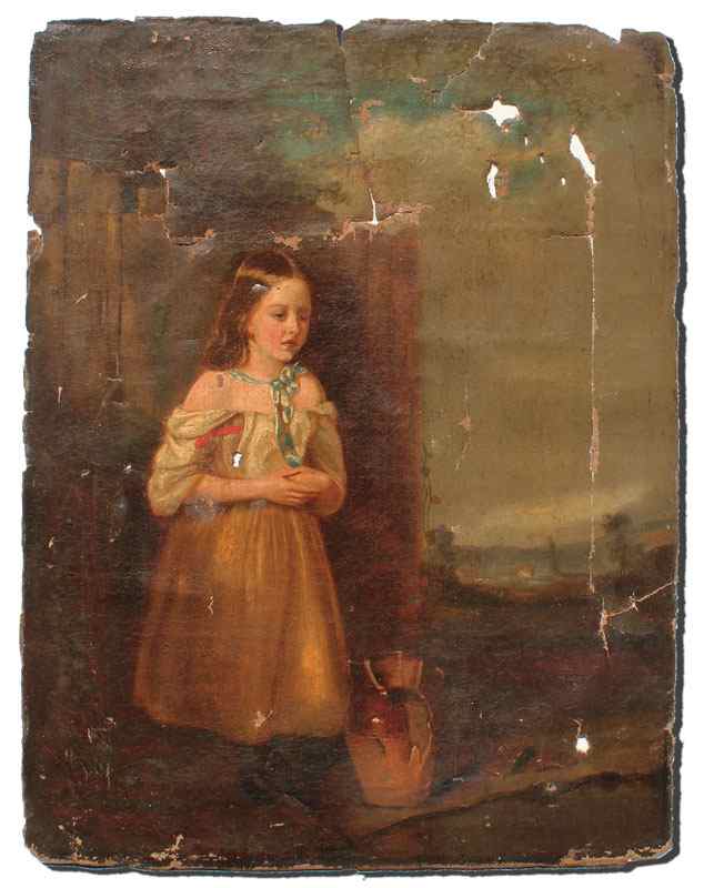 Appraisal: EXCEPTIONAL TH OIL CANVAS OF A YOUNG GIRL WITH BROKEN