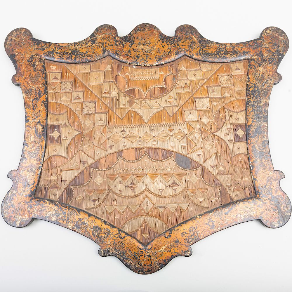 Appraisal: Micmac Quillwork Hanging Panel Within a painted and parcel-gilt frame