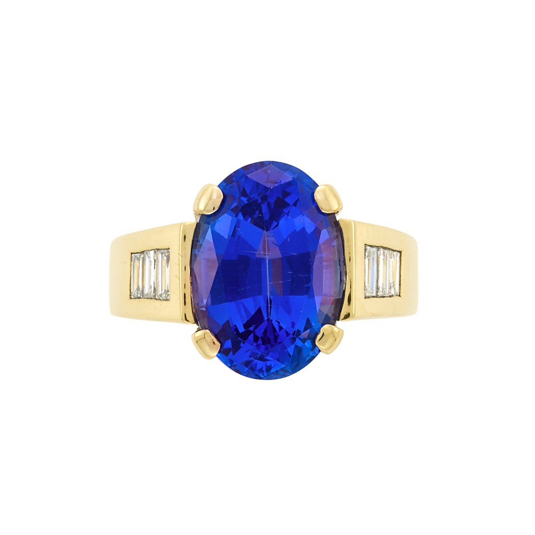 Appraisal: Gold Tanzanite and Diamond Ring kt one oval tanzanite ap