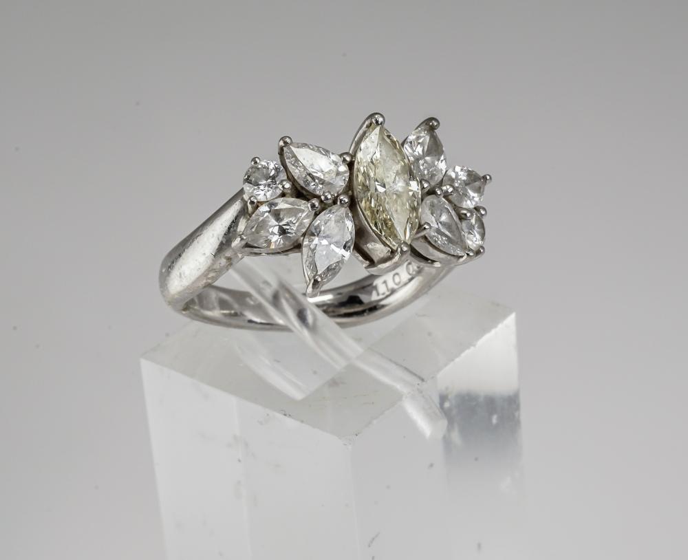 Appraisal: PLATINUM AND DIAMOND RINGPlatinum and Diamond Ring Centered with one