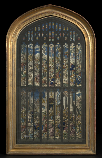 Appraisal: Large English Hand-Colored Lithographed Image of a Bipartite Stained Glass