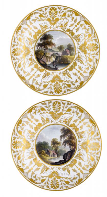 Appraisal: THE PAIR OF SAUCER-DISHES Near Belper Derbyshire and View in