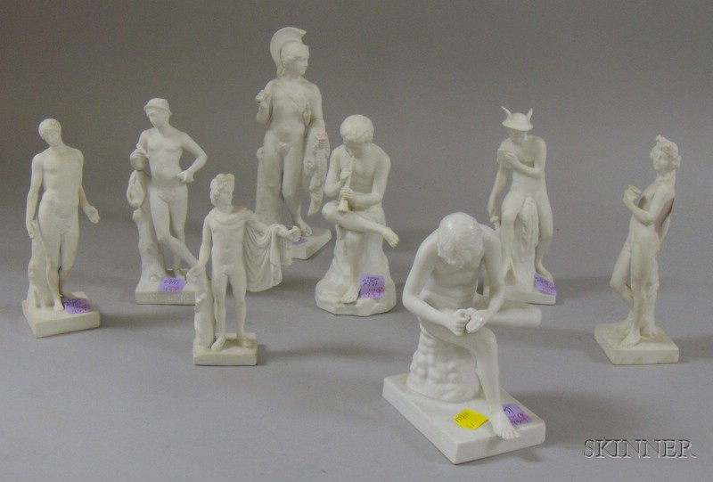 Appraisal: Eight Continental Classical-style Bisque Figures ht - in