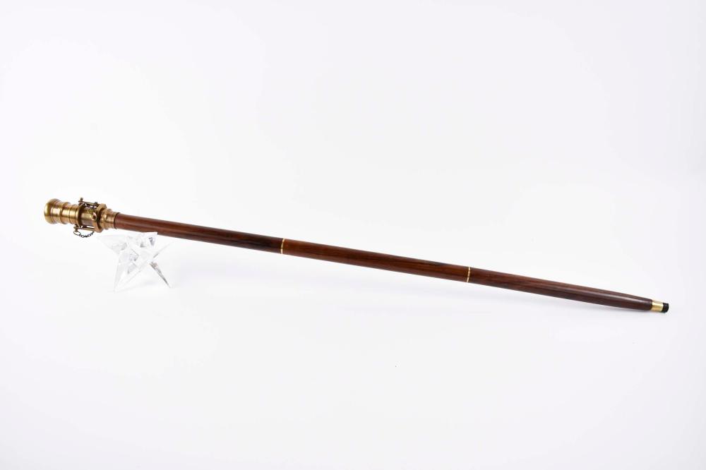 Appraisal: FINE BRASS AND ROSEWOOD TELESCOPE WALKINGThe hand-hold portion fitted with