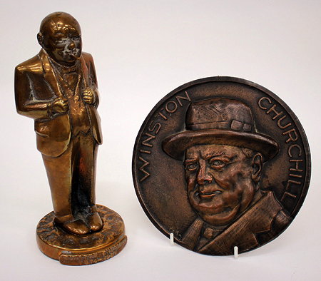 Appraisal: A SOLID BRASS FIGURE of Winston Churchill cm in height