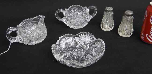 Appraisal: Misc glass lot including pair cut glass salt and pepper