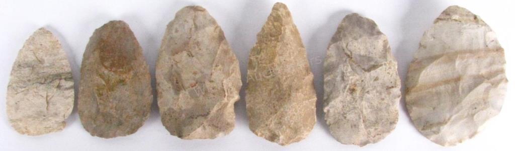 Appraisal: Six Indiana Adena Blades found in southern Indiana in the