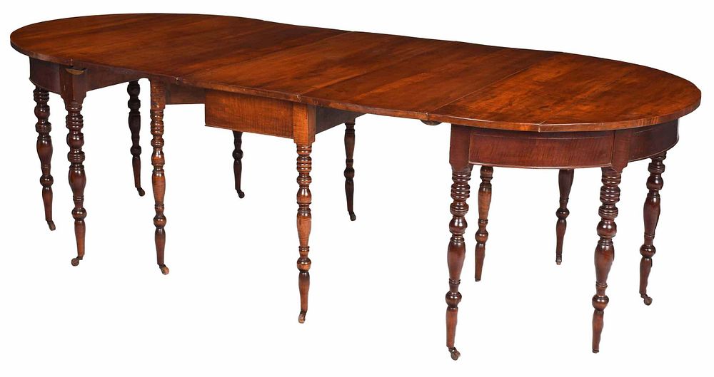 Appraisal: American Sheraton Tiger Maple Three Part Table New York or