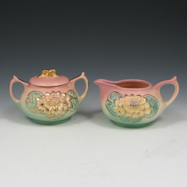 Appraisal: Hull Water Lily Sugar Creamer w Gold - Mint Water