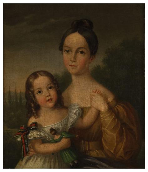 Appraisal: American School th Century Portrait of a mother and child