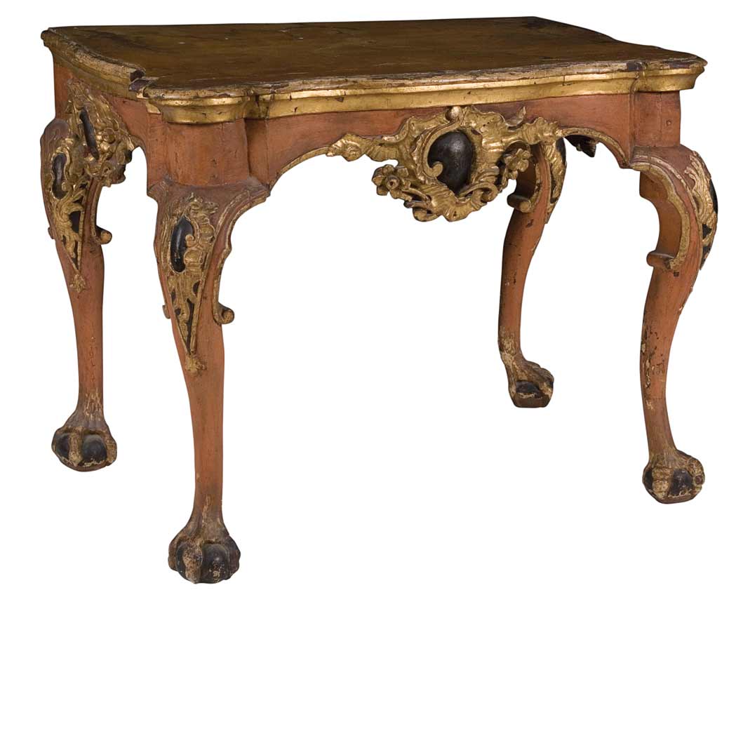 Appraisal: German Rococo Painted and Parcel Gilt Console Mid th century