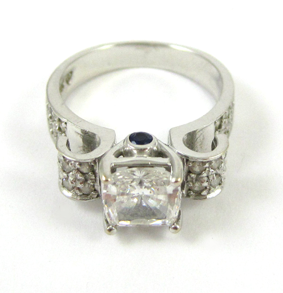 Appraisal: FAUX DIAMOND SAPPHIRE AND WHITE GOLD RING The k white