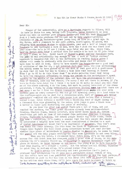 Appraisal: Lot Manuscript Material Allen Ginsberg Correspondence primarily relating to literary