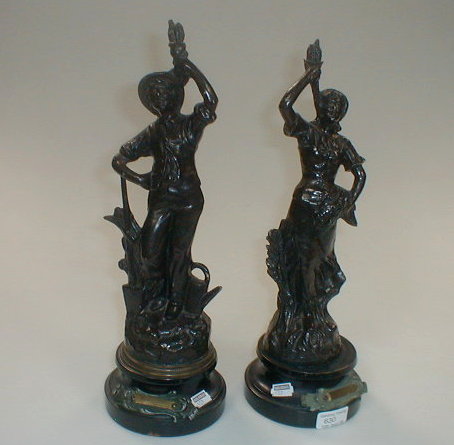 Appraisal: A pair of thC French spelter figures entitled Jardinier