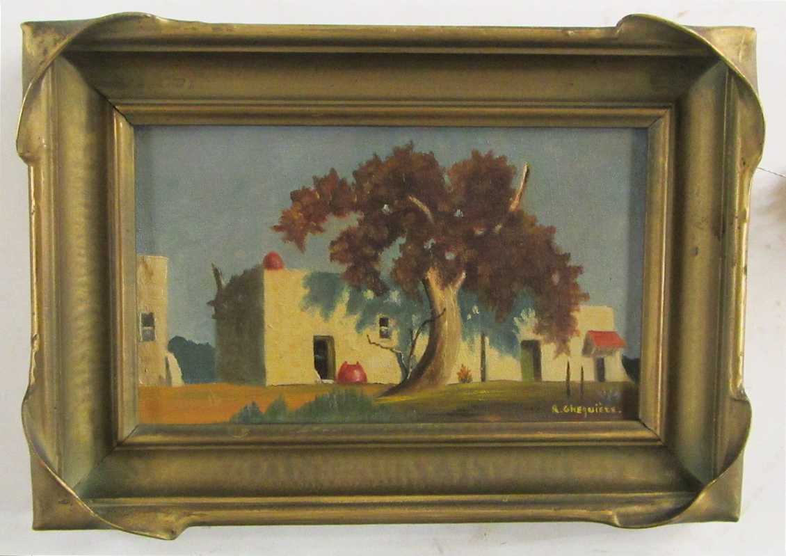 Appraisal: R GHEQUIERE OIL ON CANVASBOARD United States th century Scene