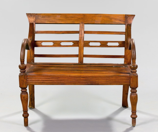 Appraisal: Northern European Turned and Carved Beechwood Scroll-Arm Slatted Sofa second