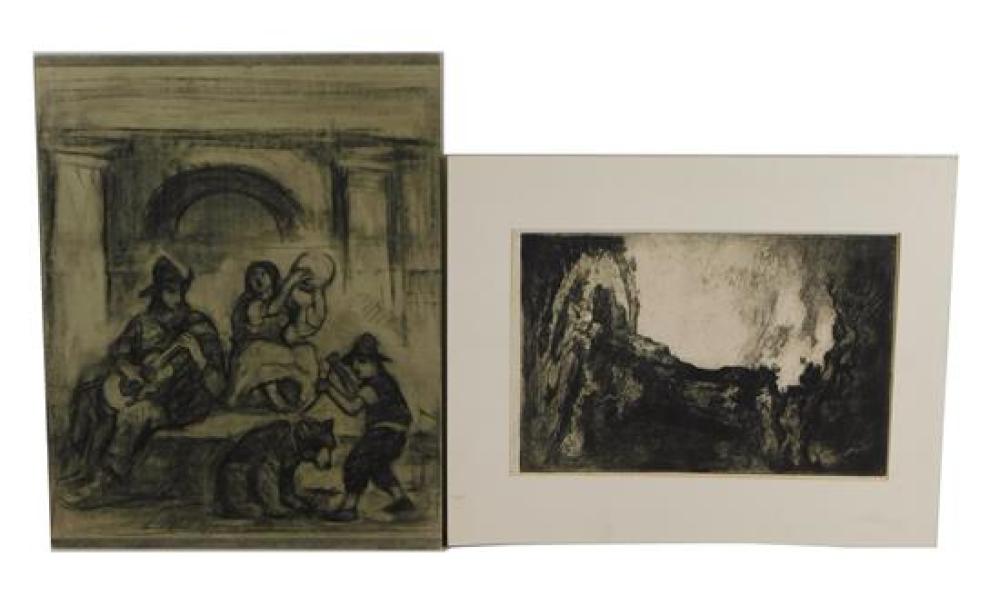 Appraisal: Two late th th C works on paper including Eugene