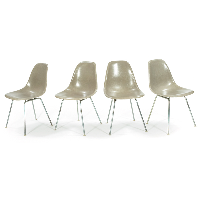 Appraisal: Charles Ray Eames shell chairs four by Herman Miller Greige