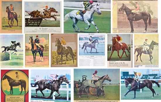 Appraisal: THIRTY PHOTOGRAPHS AND PRINTS OF CHAMPION RACEHORSES - s including