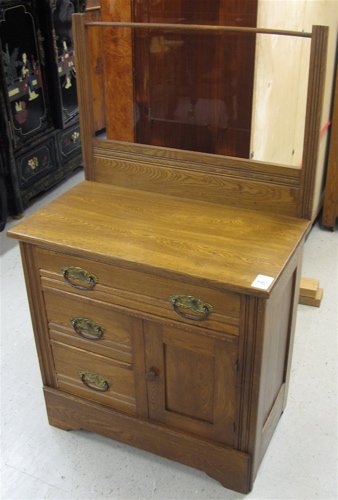 Appraisal: LATE VICTORIAN ASHWOOD COMMODE WASHSTAND American c the rectangular wood