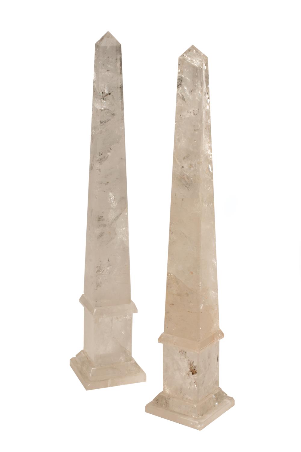 Appraisal: Pair of Continental Rock Crystal Obelisks th c of typical