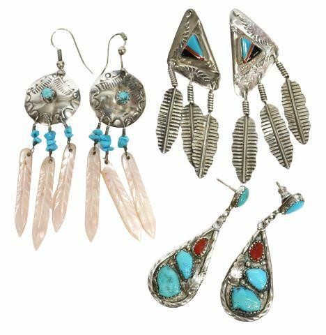 Appraisal: lot Native American earrings comprising pair Angelita Cheama Zuni b