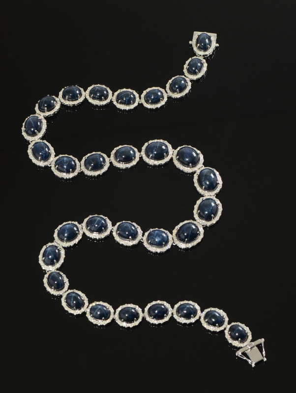 Appraisal: CT BLUE STAR SAPPHIRE NECKLACE W DIAMONDS IN K ''