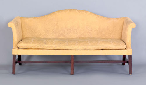 Appraisal: George III mahogany camel back sofa ca the square legs