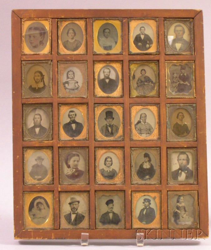 Appraisal: Two Framed Groups of Tintype and Daguerreotype Portrait Photographs a