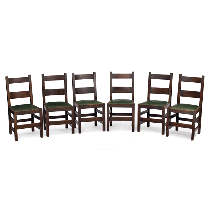 Appraisal: Early Stickley Brothers chairs set of six two horizontal slats