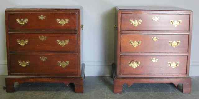 Appraisal: Pair Mahogany Night Stands Labeled WellingtonHall From a Rye NY