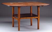 Appraisal: EARLY SQUARE TOP HUTCH TABLE Top having rounded corners three