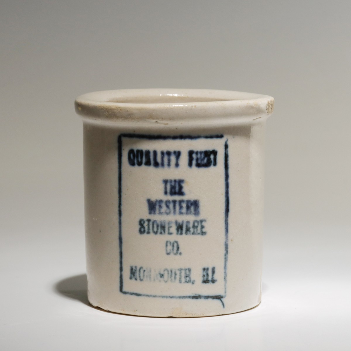 Appraisal: WESTERN STONEWARE MINIATURE CROCK WITH ADVERTISINGWith impressed mark on the