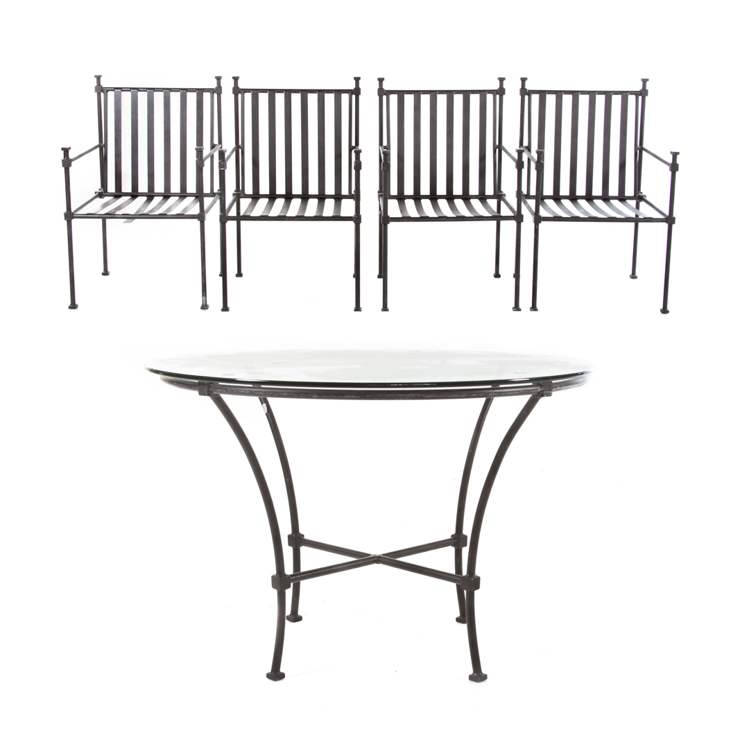 Appraisal: Nierman-Weeks wrought aluminum outdoor table th century in Diam round