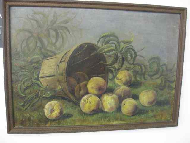 Appraisal: M M Allen Oil Still Lifewith basket of fruit th