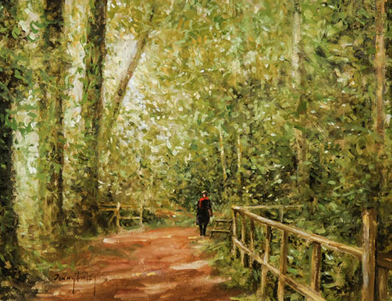 Appraisal: Donny Finley American b Stroll Through a Wooded Park Signed