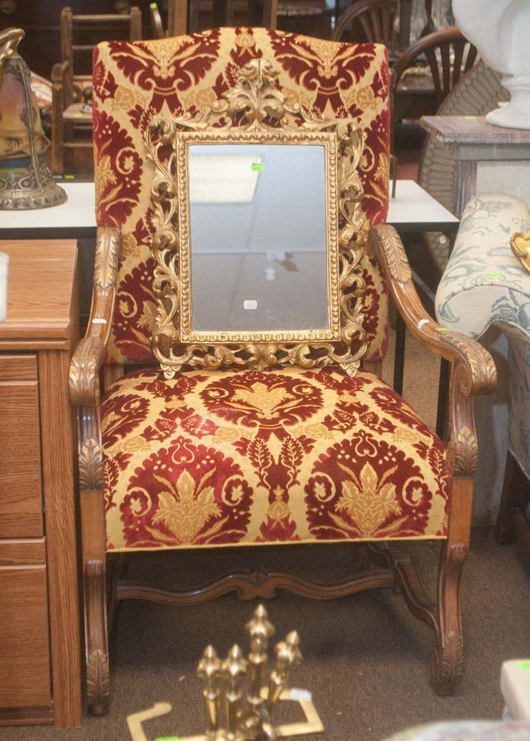 Appraisal: Carved wood upholstered hall chair