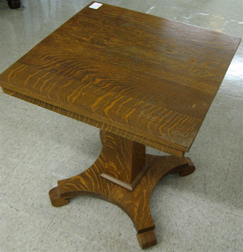 Appraisal: SQUARE OAK LAMP TABLE Empire Revival design American c the